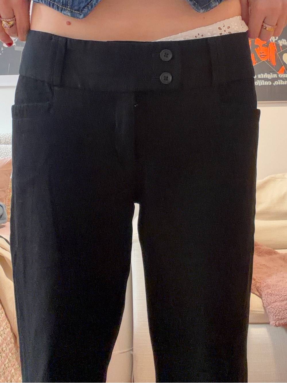 Banana Republic Black Pants with Red Trim
